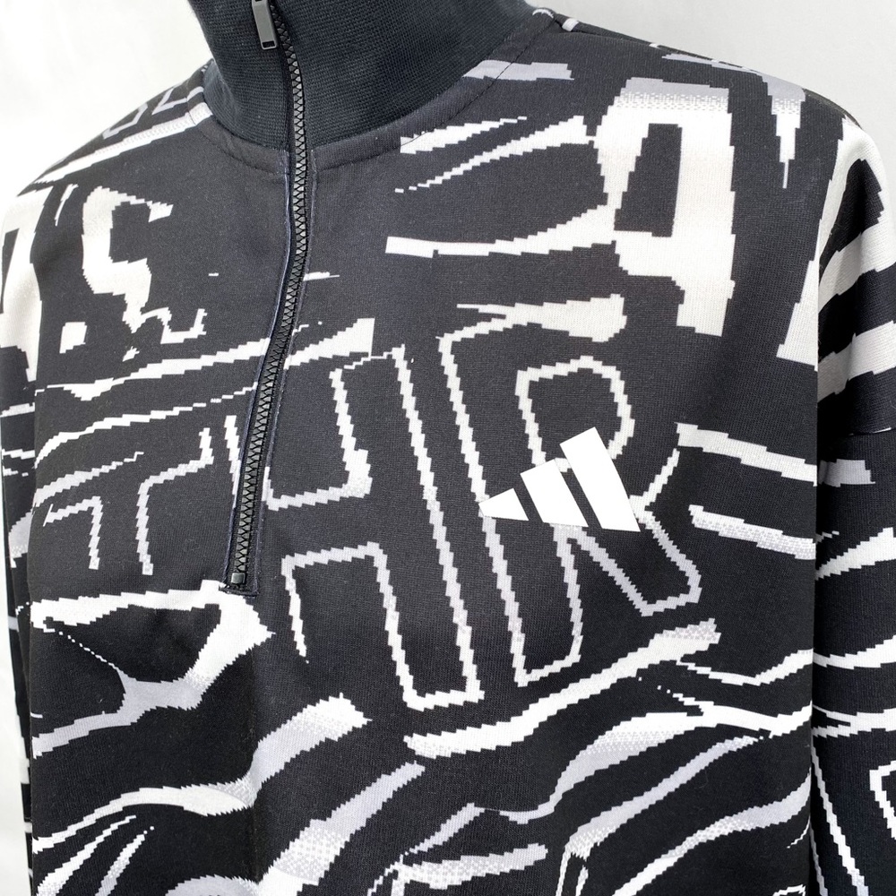ADIDAS Women’s Halfzip Graphic Sweatshirt Black Size XL - Picture 3 of 16